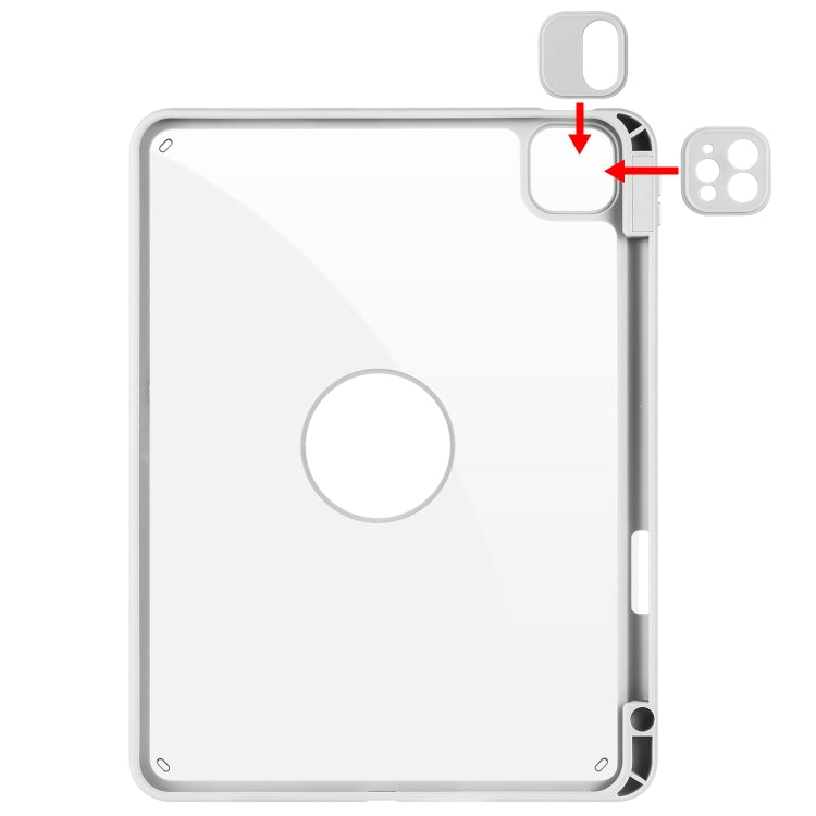 For iPad Pro 11 2022 / Air 10.9 2022 Acrylic 360 Rotation Detachable Leather Tablet Case(Grey) - iPad Pro 11 (2022/2021) Cases by buy2fix | Online Shopping UK | buy2fix