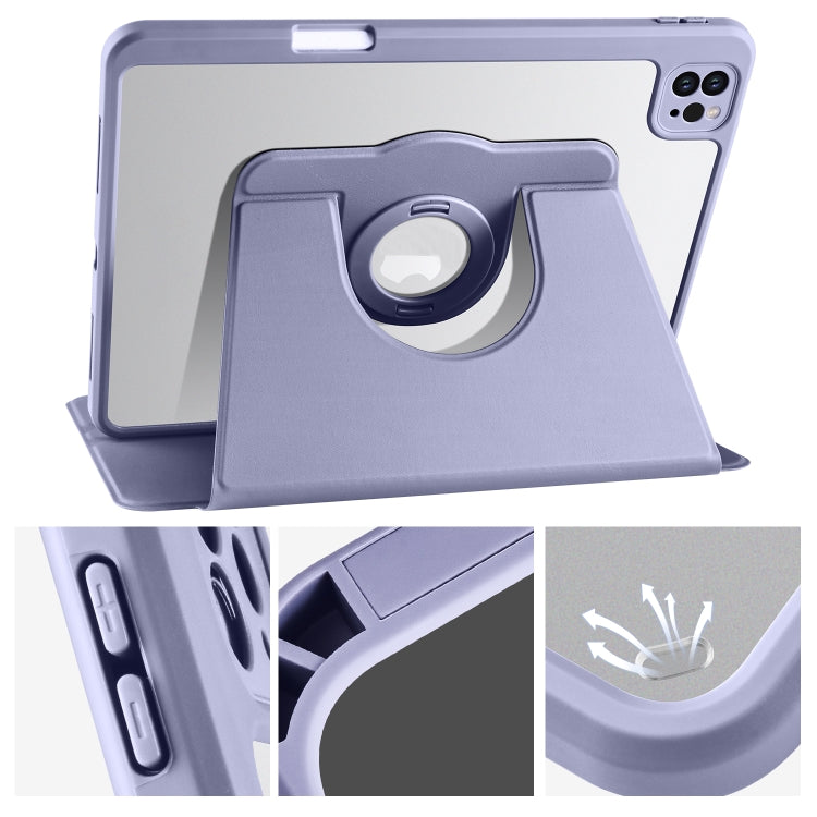 For iPad Pro 11 2022 / Air 10.9 2022 Acrylic 360 Rotation Detachable Leather Tablet Case(Lavender Purple) - iPad Pro 11 (2022/2021) Cases by buy2fix | Online Shopping UK | buy2fix