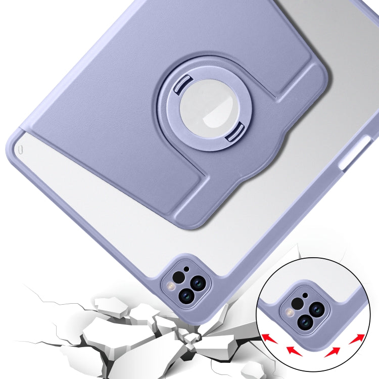 For iPad Pro 11 2022 / Air 10.9 2022 Acrylic 360 Rotation Detachable Leather Tablet Case(Lavender Purple) - iPad Pro 11 (2022/2021) Cases by buy2fix | Online Shopping UK | buy2fix