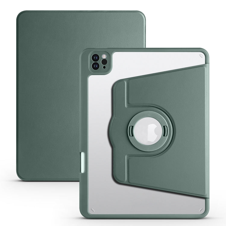 For iPad Pro 11 2022 / Air 10.9 2022 Acrylic 360 Rotation Detachable Leather Tablet Case(Deep Green) - iPad Pro 11 (2022/2021) Cases by buy2fix | Online Shopping UK | buy2fix