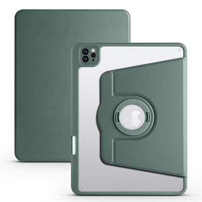 For iPad Pro 11 2022 / Air 10.9 2022 Acrylic 360 Rotation Detachable Leather Tablet Case(Deep Green) - iPad Pro 11 (2022/2021) Cases by buy2fix | Online Shopping UK | buy2fix