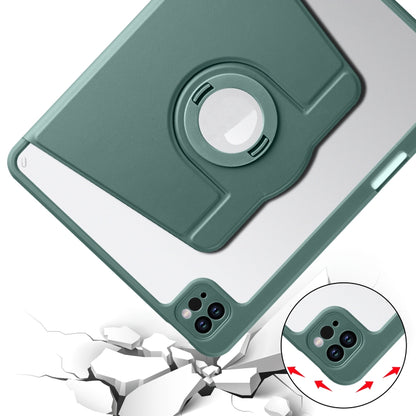 For iPad Pro 11 2022 / Air 10.9 2022 Acrylic 360 Rotation Detachable Leather Tablet Case(Deep Green) - iPad Pro 11 (2022/2021) Cases by buy2fix | Online Shopping UK | buy2fix