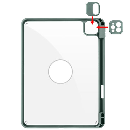 For iPad Pro 11 2022 / Air 10.9 2022 Acrylic 360 Rotation Detachable Leather Tablet Case(Deep Green) - iPad Pro 11 (2022/2021) Cases by buy2fix | Online Shopping UK | buy2fix