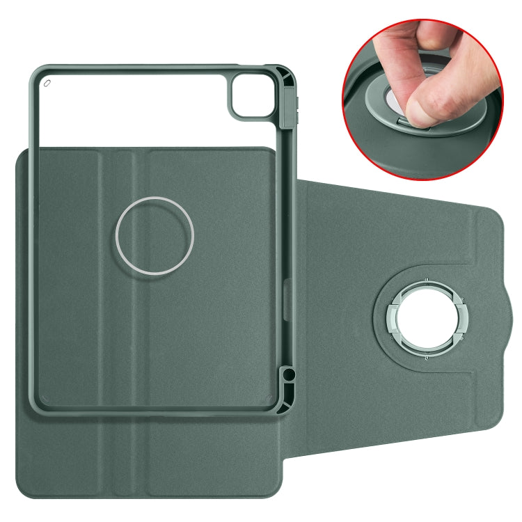 For iPad Pro 11 2022 / Air 10.9 2022 Acrylic 360 Rotation Detachable Leather Tablet Case(Deep Green) - iPad Pro 11 (2022/2021) Cases by buy2fix | Online Shopping UK | buy2fix