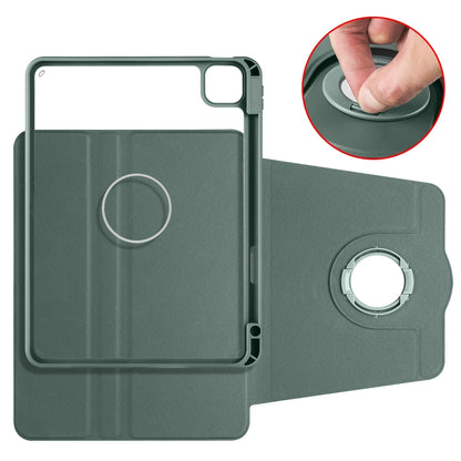 For iPad Pro 11 2022 / Air 10.9 2022 Acrylic 360 Rotation Detachable Leather Tablet Case(Deep Green) - iPad Pro 11 (2022/2021) Cases by buy2fix | Online Shopping UK | buy2fix