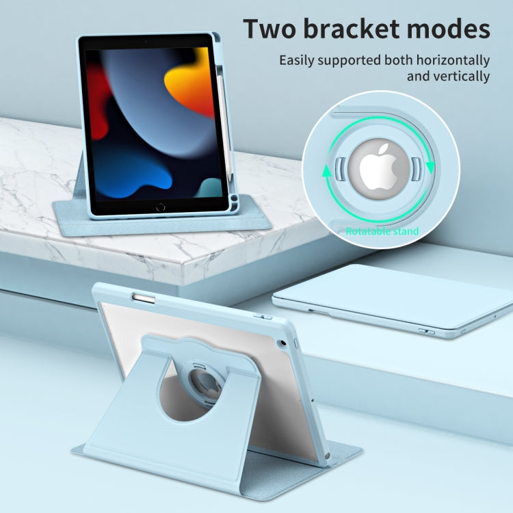 For iPad Pro 10.2 2021/2020/2019 Acrylic 360 Rotation Detachable Leather Tablet Case(Ice Blue) - iPad 10.2 Cases by buy2fix | Online Shopping UK | buy2fix