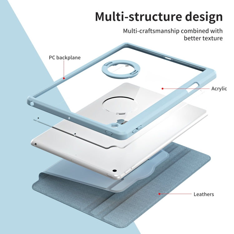 For iPad Pro 10.2 2021/2020/2019 Acrylic 360 Rotation Detachable Leather Tablet Case(Ice Blue) - iPad 10.2 Cases by buy2fix | Online Shopping UK | buy2fix