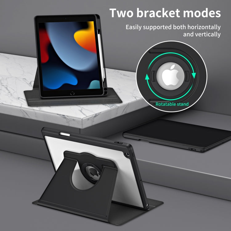 For iPad Pro 10.2 2021/2020/2019 Acrylic 360 Rotation Detachable Leather Tablet Case(Black) - iPad 10.2 Cases by buy2fix | Online Shopping UK | buy2fix
