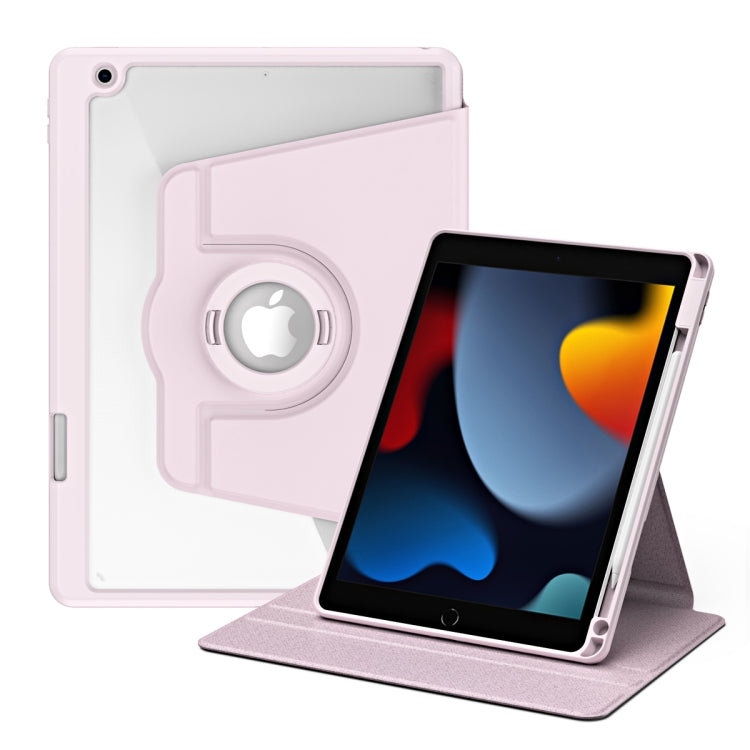 For iPad Pro 10.2 2021/2020/2019 Acrylic 360 Rotation Detachable Leather Tablet Case(Sand Pink) - iPad 10.2 Cases by buy2fix | Online Shopping UK | buy2fix