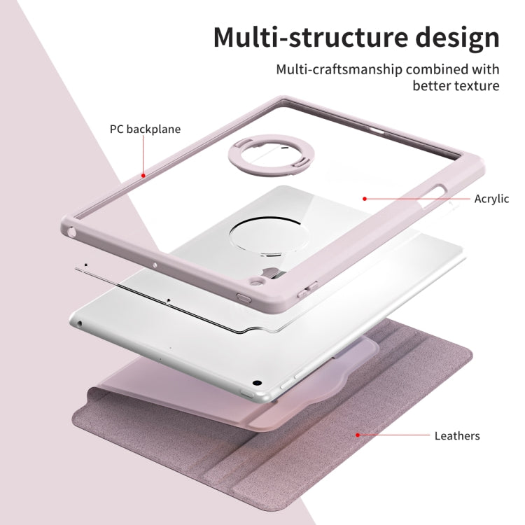 For iPad Pro 10.2 2021/2020/2019 Acrylic 360 Rotation Detachable Leather Tablet Case(Sand Pink) - iPad 10.2 Cases by buy2fix | Online Shopping UK | buy2fix