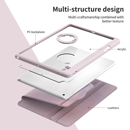 For iPad Pro 10.2 2021/2020/2019 Acrylic 360 Rotation Detachable Leather Tablet Case(Sand Pink) - iPad 10.2 Cases by buy2fix | Online Shopping UK | buy2fix