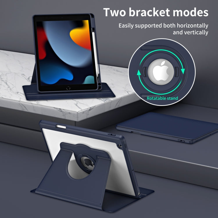 For iPad Pro 10.2 2021/2020/2019 Acrylic 360 Rotation Detachable Leather Tablet Case(Dark Blue) - iPad 10.2 Cases by buy2fix | Online Shopping UK | buy2fix