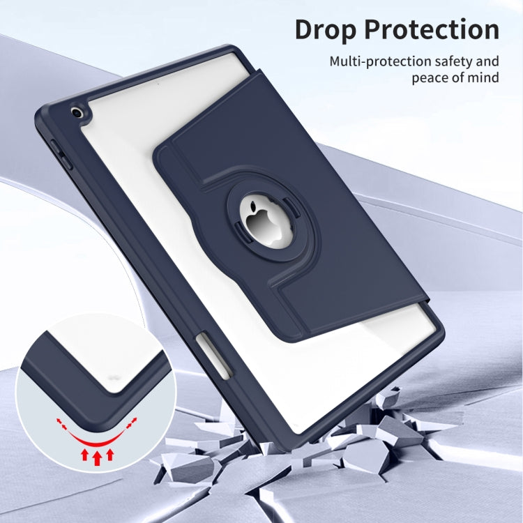 For iPad Pro 10.2 2021/2020/2019 Acrylic 360 Rotation Detachable Leather Tablet Case(Dark Blue) - iPad 10.2 Cases by buy2fix | Online Shopping UK | buy2fix