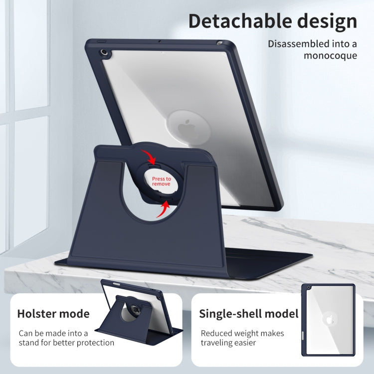 For iPad Pro 10.2 2021/2020/2019 Acrylic 360 Rotation Detachable Leather Tablet Case(Dark Blue) - iPad 10.2 Cases by buy2fix | Online Shopping UK | buy2fix