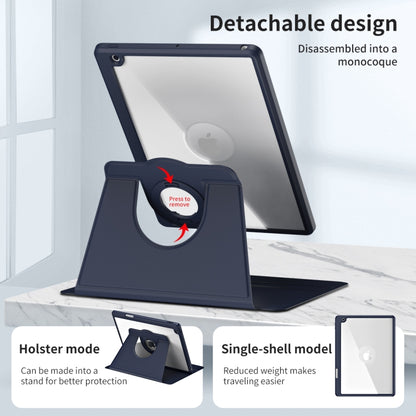 For iPad Pro 10.2 2021/2020/2019 Acrylic 360 Rotation Detachable Leather Tablet Case(Dark Blue) - iPad 10.2 Cases by buy2fix | Online Shopping UK | buy2fix