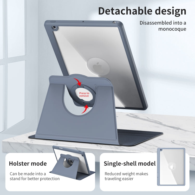 For iPad Pro 10.2 2021/2020/2019 Acrylic 360 Rotation Detachable Leather Tablet Case(Lavender Purple) - iPad 10.2 Cases by buy2fix | Online Shopping UK | buy2fix