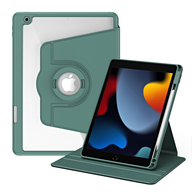 For iPad Pro 10.2 2021/2020/2019 Acrylic 360 Rotation Detachable Leather Tablet Case(Deep Green) - iPad 10.2 Cases by buy2fix | Online Shopping UK | buy2fix