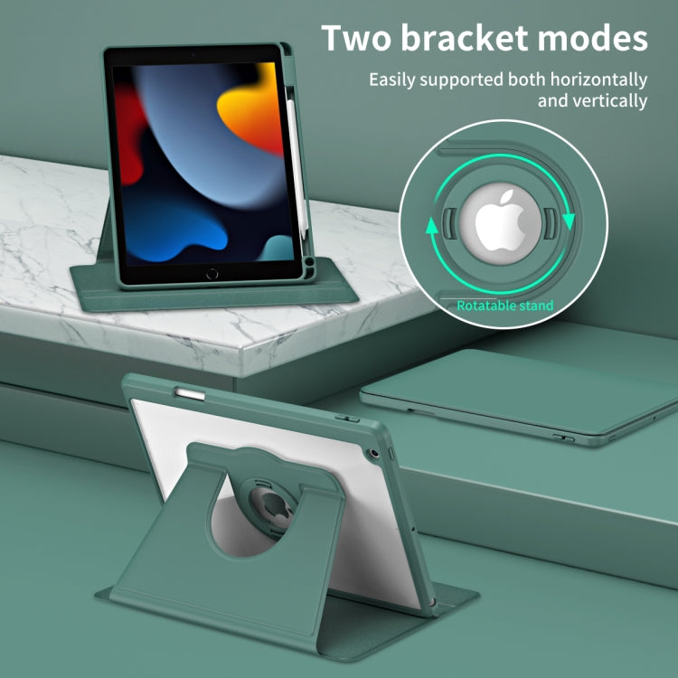 For iPad Pro 10.2 2021/2020/2019 Acrylic 360 Rotation Detachable Leather Tablet Case(Deep Green) - iPad 10.2 Cases by buy2fix | Online Shopping UK | buy2fix