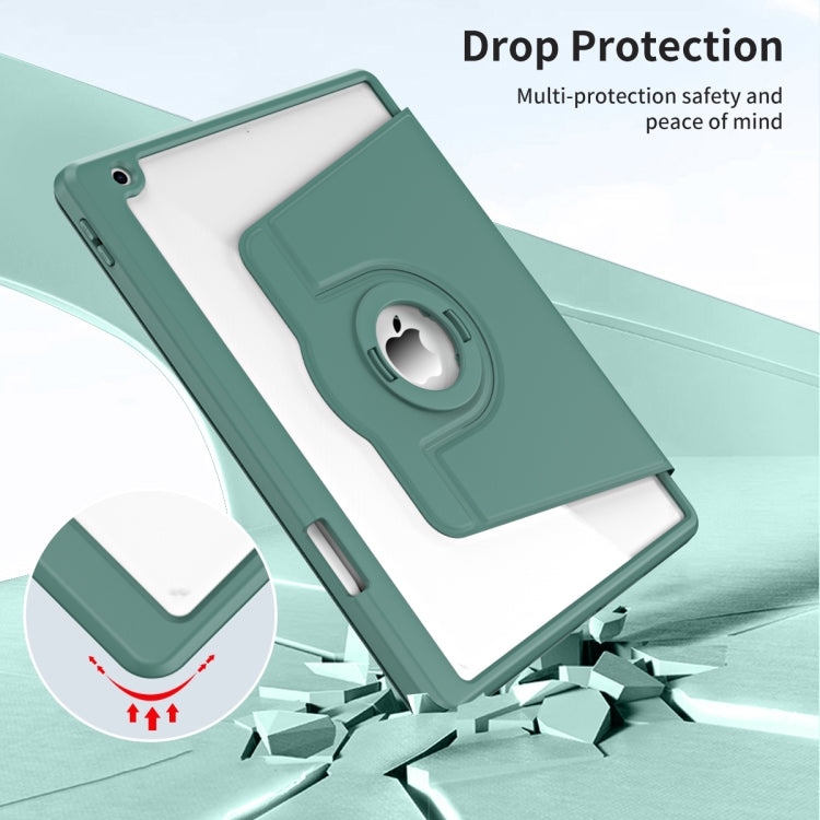 For iPad Pro 10.2 2021/2020/2019 Acrylic 360 Rotation Detachable Leather Tablet Case(Deep Green) - iPad 10.2 Cases by buy2fix | Online Shopping UK | buy2fix
