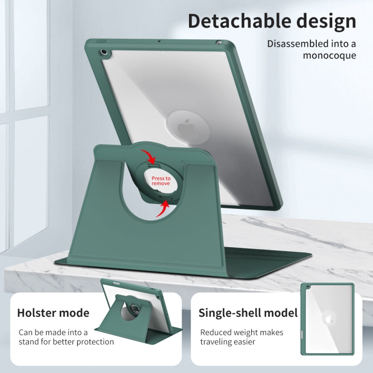 For iPad Pro 10.2 2021/2020/2019 Acrylic 360 Rotation Detachable Leather Tablet Case(Deep Green) - iPad 10.2 Cases by buy2fix | Online Shopping UK | buy2fix