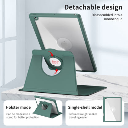 For iPad Pro 10.2 2021/2020/2019 Acrylic 360 Rotation Detachable Leather Tablet Case(Deep Green) - iPad 10.2 Cases by buy2fix | Online Shopping UK | buy2fix