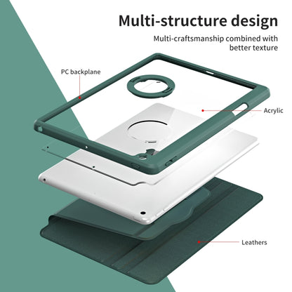 For iPad Pro 10.2 2021/2020/2019 Acrylic 360 Rotation Detachable Leather Tablet Case(Deep Green) - iPad 10.2 Cases by buy2fix | Online Shopping UK | buy2fix