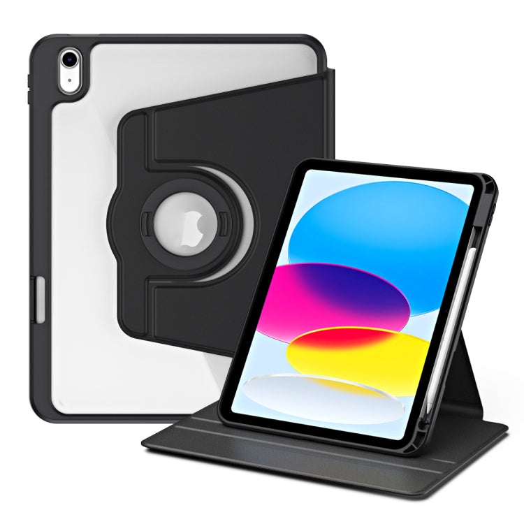 For iPad 2025 / 2022 Acrylic 360 Rotation Detachable Leather Tablet Case(Black) - iPad 2025 / 2022 Cases by buy2fix | Online Shopping UK | buy2fix