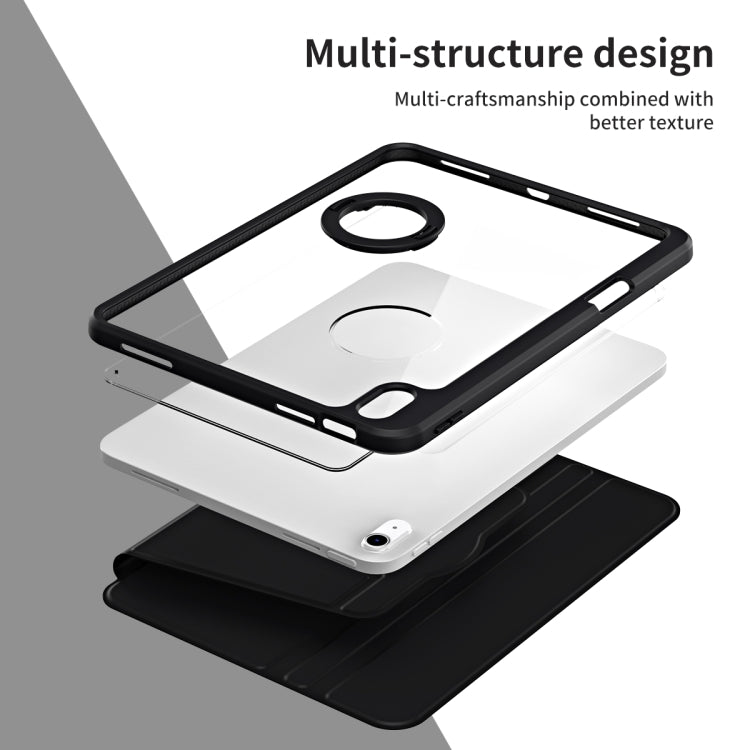 For iPad 2025 / 2022 Acrylic 360 Rotation Detachable Leather Tablet Case(Black) - iPad 2025 / 2022 Cases by buy2fix | Online Shopping UK | buy2fix