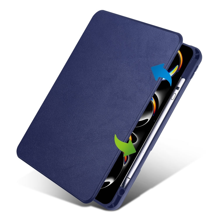 For iPad Pro 11 2024 Acrylic 360 Rotation Detachable Leather Tablet Case(Dark Blue) - iPad Pro 11 2024 Cases by buy2fix | Online Shopping UK | buy2fix