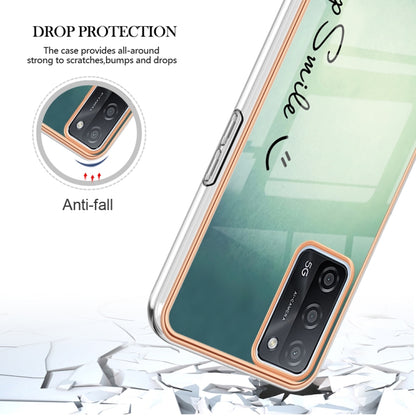 For OPPO A55 5G / A53s 5G / A54 4G Electroplating Marble Dual-side IMD Phone Case(Smile) - OPPO Cases by buy2fix | Online Shopping UK | buy2fix