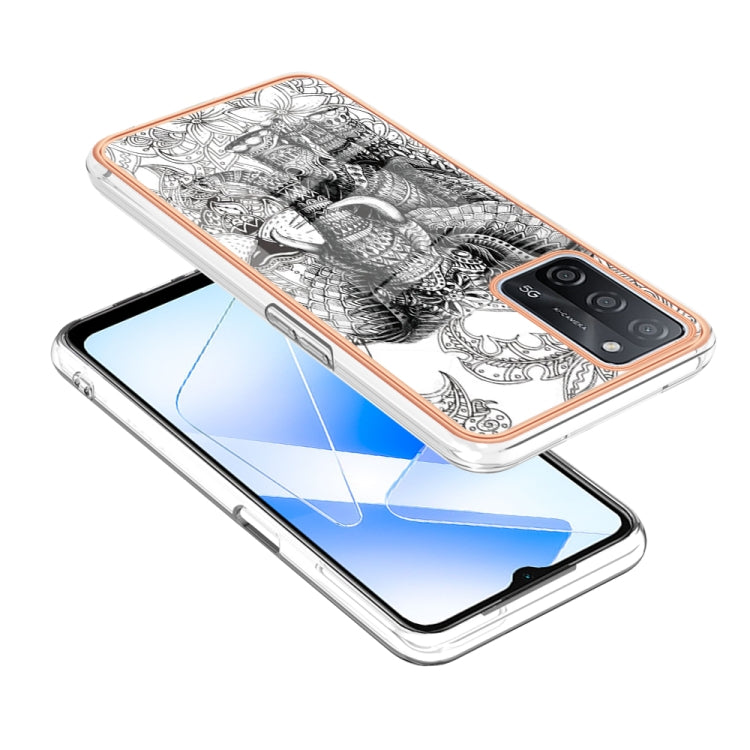 For OPPO A55 5G / A53s 5G / A54 4G Electroplating Marble Dual-side IMD Phone Case(Totem Elephant) - OPPO Cases by buy2fix | Online Shopping UK | buy2fix