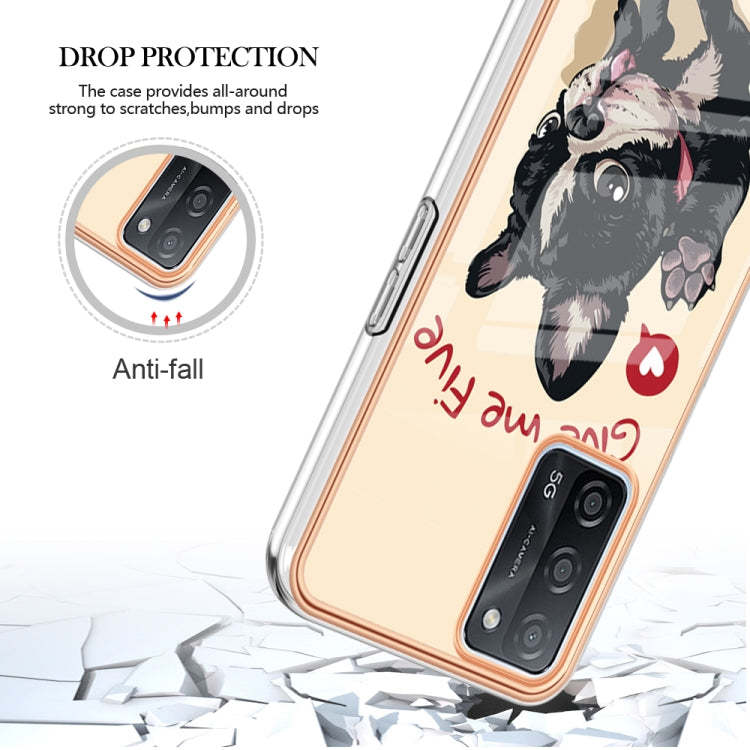 For OPPO A55 5G / A53s 5G / A54 4G Electroplating Marble Dual-side IMD Phone Case(Lucky Dog) by buy2fix