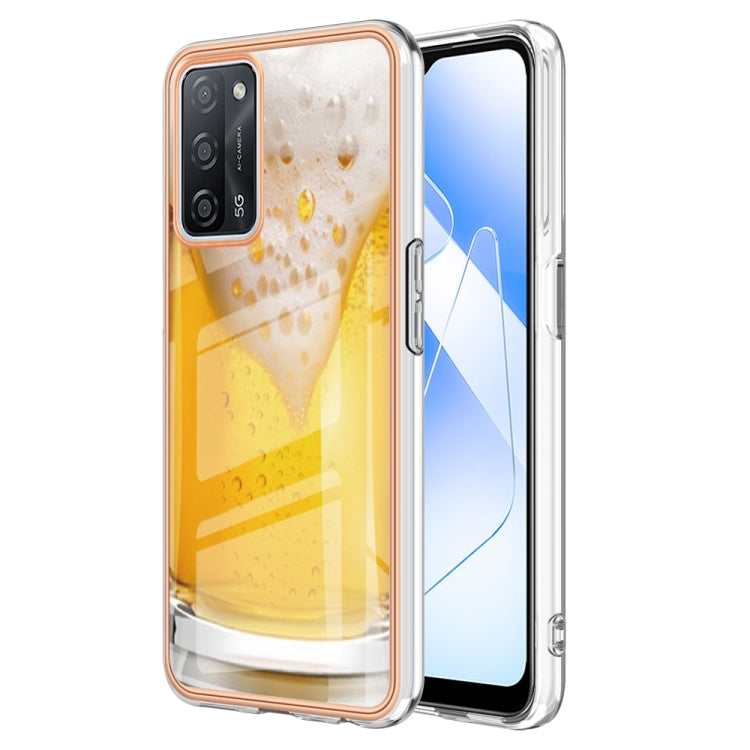 For OPPO A55 5G / A53s 5G / A54 4G Electroplating Marble Dual-side IMD Phone Case(Draft Beer) by buy2fix
