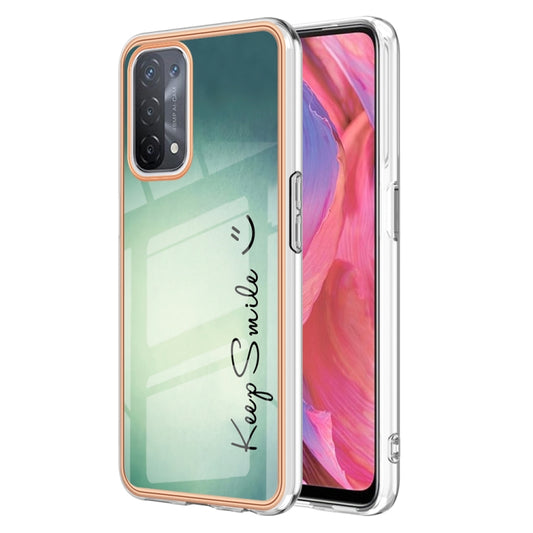 For OPPO A74 / A93 5G / A54 5G / A93s 5G Electroplating Marble Dual-side IMD Phone Case(Smile) - OPPO Cases by buy2fix | Online Shopping UK | buy2fix