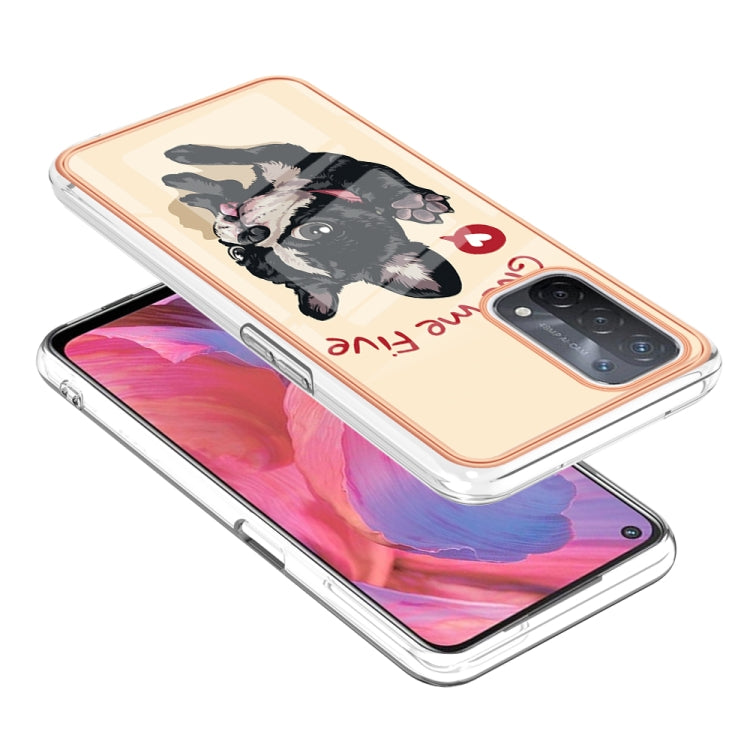 For OPPO A74 / A93 5G / A54 5G / A93s 5G Electroplating Marble Dual-side IMD Phone Case(Lucky Dog) - OPPO Cases by buy2fix | Online Shopping UK | buy2fix