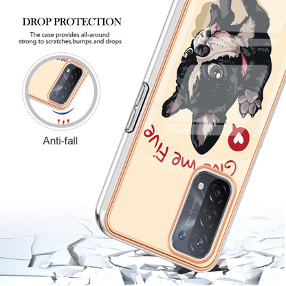 For OPPO A74 / A93 5G / A54 5G / A93s 5G Electroplating Marble Dual-side IMD Phone Case(Lucky Dog) - OPPO Cases by buy2fix | Online Shopping UK | buy2fix