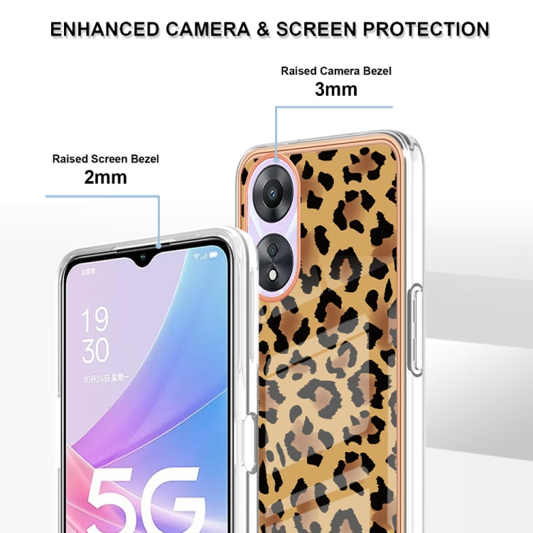 For OPPO A78 / A58 Electroplating Marble Dual-side IMD Phone Case(Leopard Print) - OPPO Cases by buy2fix | Online Shopping UK | buy2fix