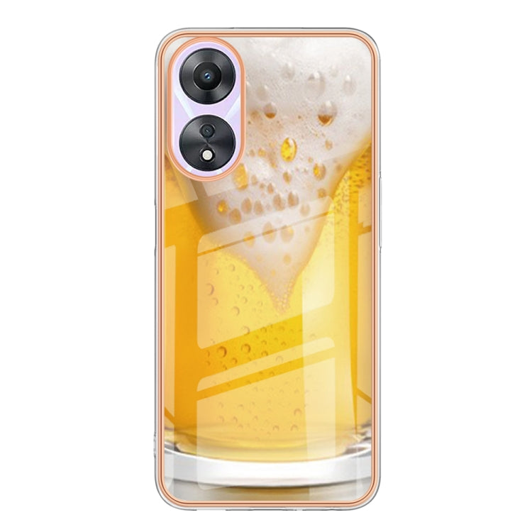 For OPPO A78 / A58 Electroplating Marble Dual-side IMD Phone Case(Draft Beer) - OPPO Cases by buy2fix | Online Shopping UK | buy2fix