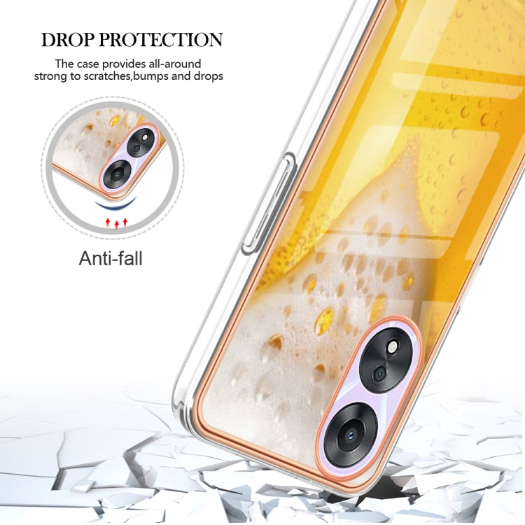 For OPPO A78 / A58 Electroplating Marble Dual-side IMD Phone Case(Draft Beer) - OPPO Cases by buy2fix | Online Shopping UK | buy2fix