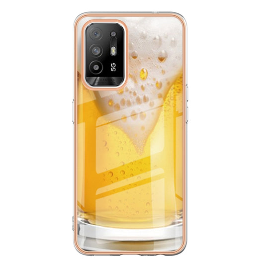 For OPPO A94 5G / A95 5G Electroplating Marble Dual-side IMD Phone Case(Draft Beer) by buy2fix