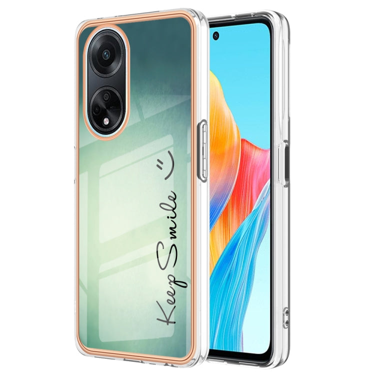 For OPPO A98 Electroplating Marble Dual-side IMD Phone Case(Smile) - OPPO Cases by buy2fix | Online Shopping UK | buy2fix