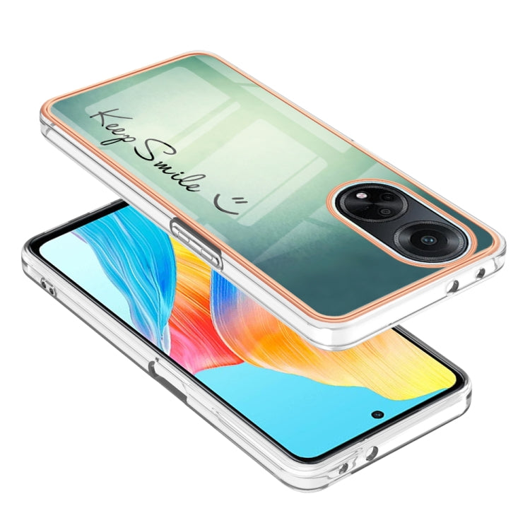 For OPPO A98 Electroplating Marble Dual-side IMD Phone Case(Smile) - OPPO Cases by buy2fix | Online Shopping UK | buy2fix