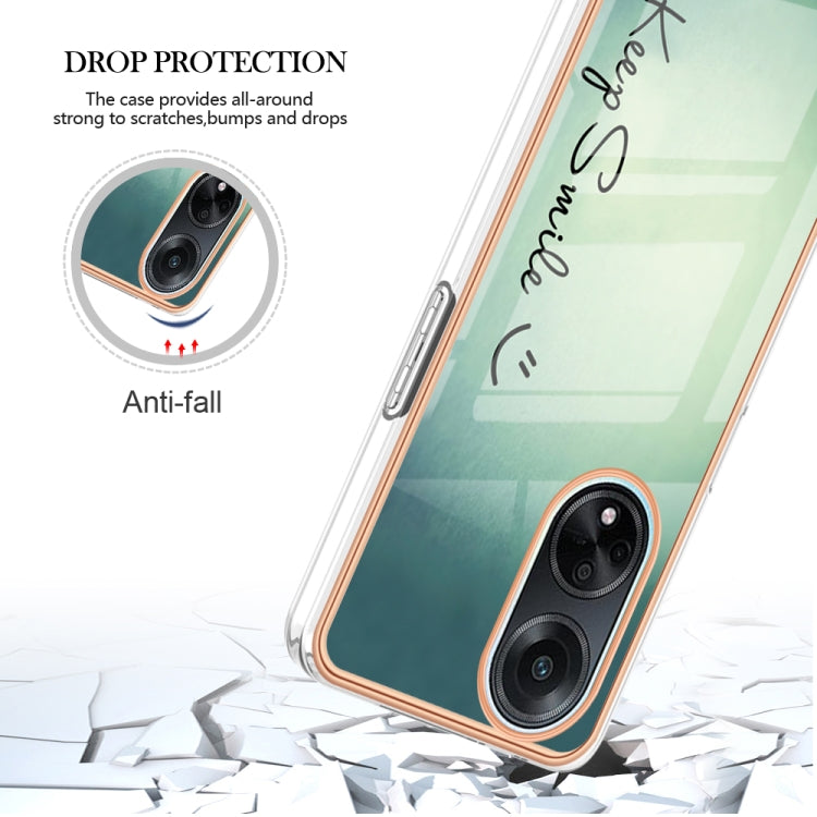 For OPPO A98 Electroplating Marble Dual-side IMD Phone Case(Smile) - OPPO Cases by buy2fix | Online Shopping UK | buy2fix