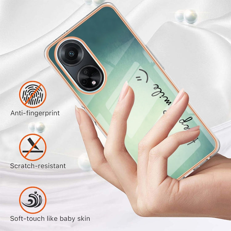 For OPPO A98 Electroplating Marble Dual-side IMD Phone Case(Smile) - OPPO Cases by buy2fix | Online Shopping UK | buy2fix