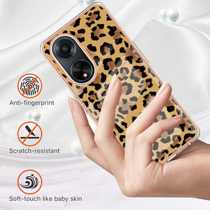 For OPPO A98 Electroplating Marble Dual-side IMD Phone Case(Leopard Print) by buy2fix
