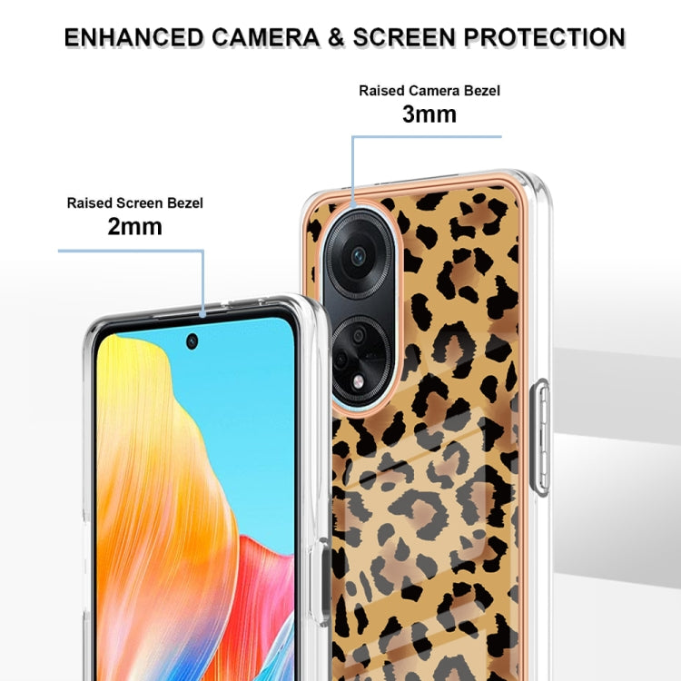 For OPPO A98 Electroplating Marble Dual-side IMD Phone Case(Leopard Print) by buy2fix