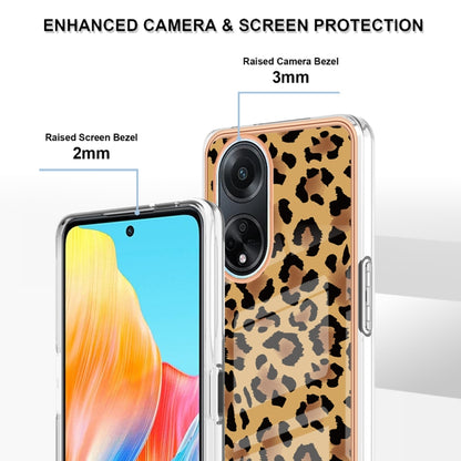 For OPPO A98 Electroplating Marble Dual-side IMD Phone Case(Leopard Print) by buy2fix