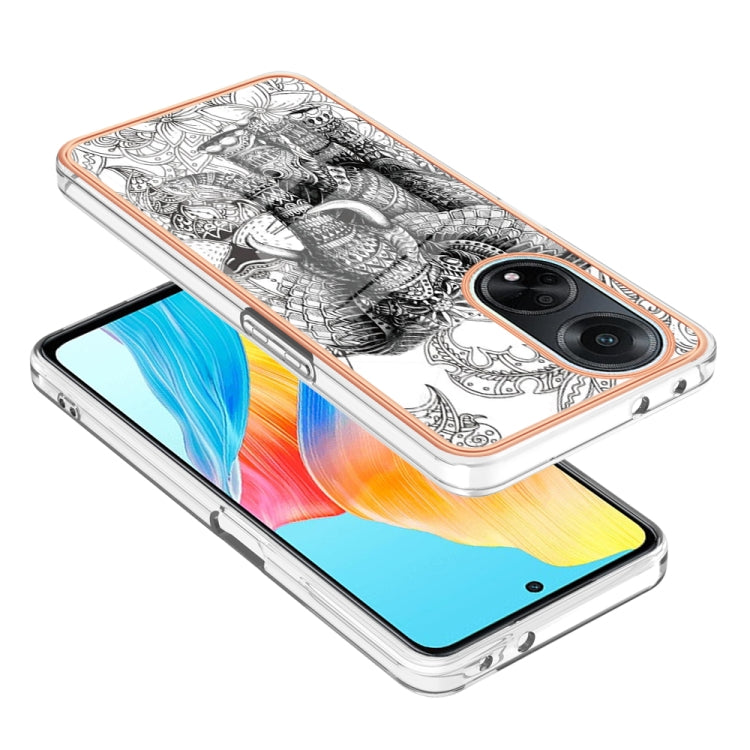 For OPPO A98 Electroplating Marble Dual-side IMD Phone Case(Totem Elephant) - OPPO Cases by buy2fix | Online Shopping UK | buy2fix