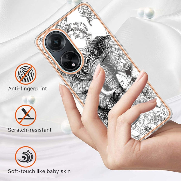 For OPPO A98 Electroplating Marble Dual-side IMD Phone Case(Totem Elephant) - OPPO Cases by buy2fix | Online Shopping UK | buy2fix