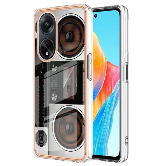 For OPPO A98 Electroplating Marble Dual-side IMD Phone Case(Retro Radio) - OPPO Cases by buy2fix | Online Shopping UK | buy2fix